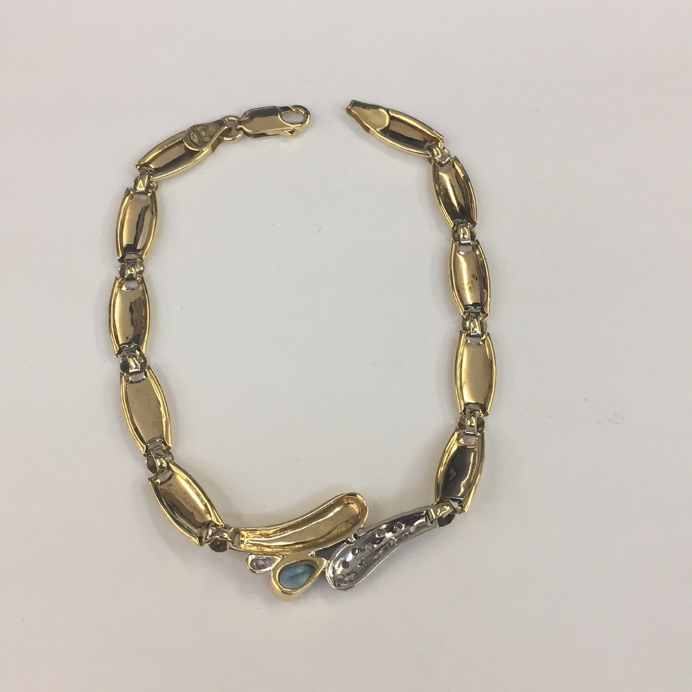 18k Two Tone Gold Bracelet With Cz/Color 💎 - Picture 5 of 5